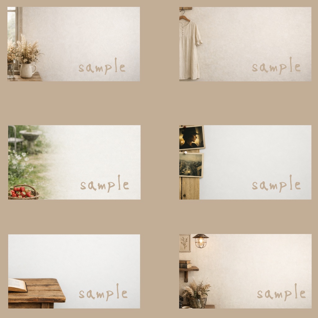 配信背景 6枚セット｜大人ガーリー・サブカルナチュラル（PNG）