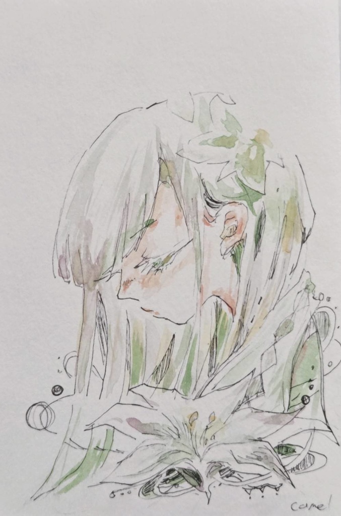 ドローイング原画「花と緑」