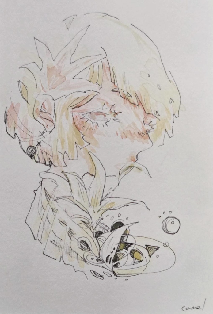 ドローイング原画「花と橙」