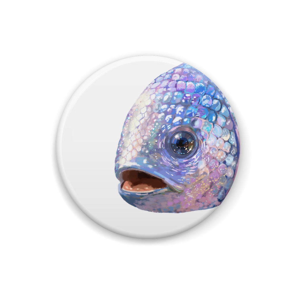 魚顔缶バッジ