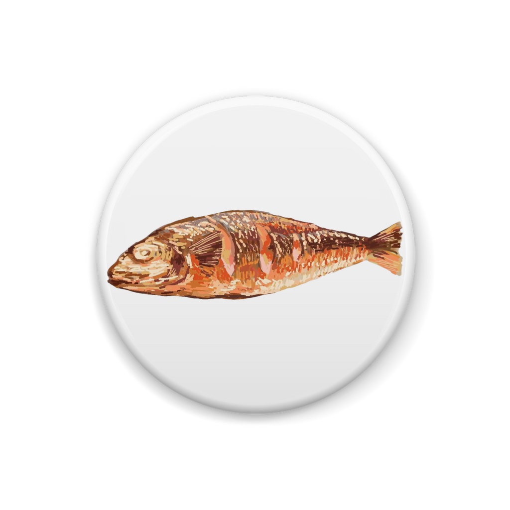 焼魚缶バッジ