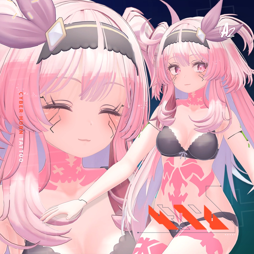 【電角装飾】•『Cyber Horn Tattoo Set』