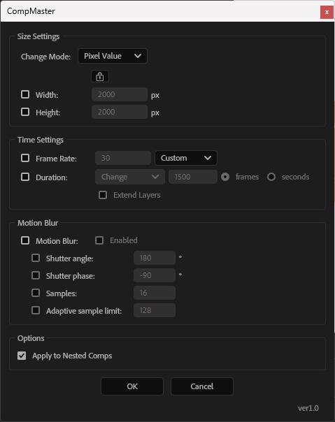 【After Effects スクリプト】CompMaster コンポ設定一括変更