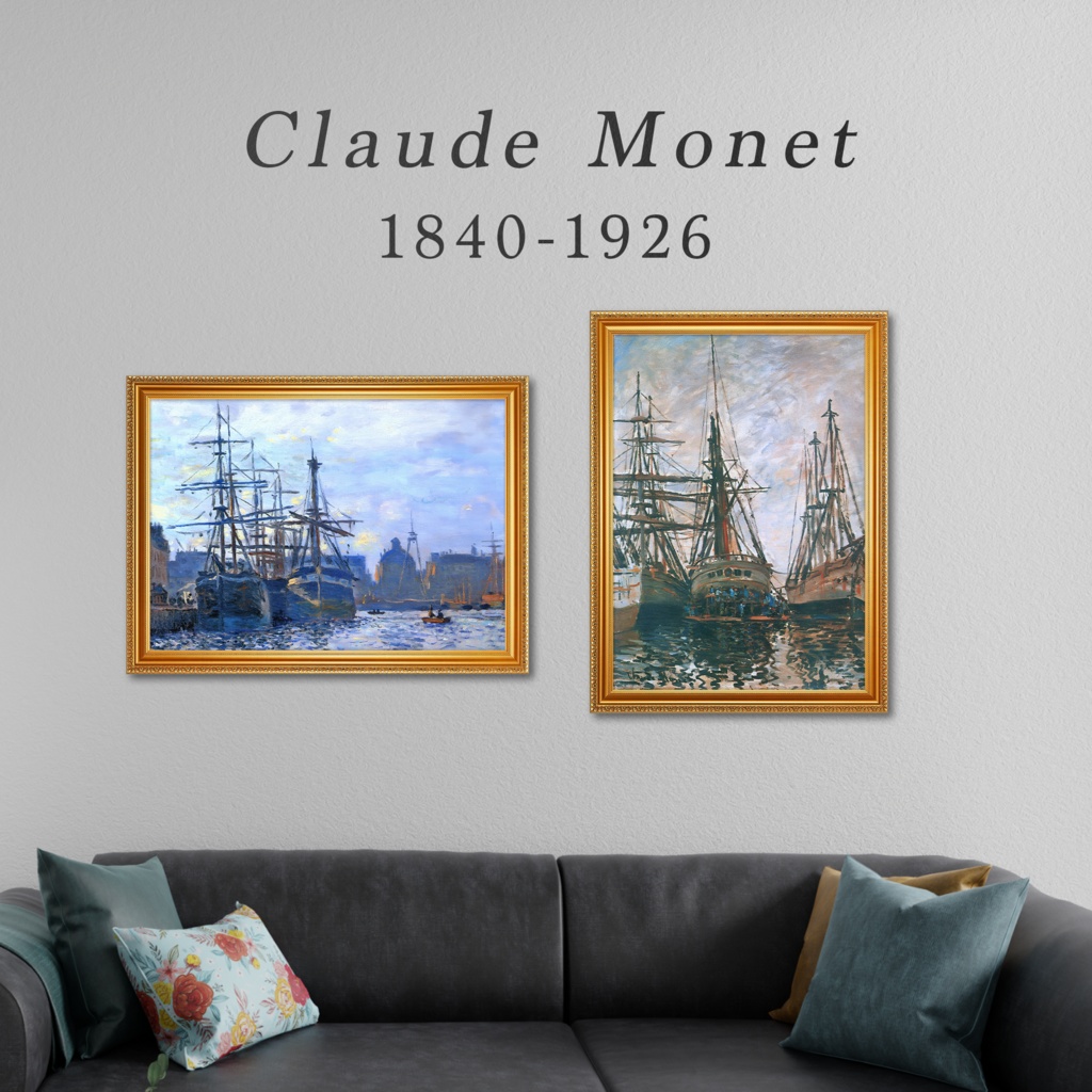 【全50種類】クロード・モネ『海・川・船の風景画』複製画《額入り》