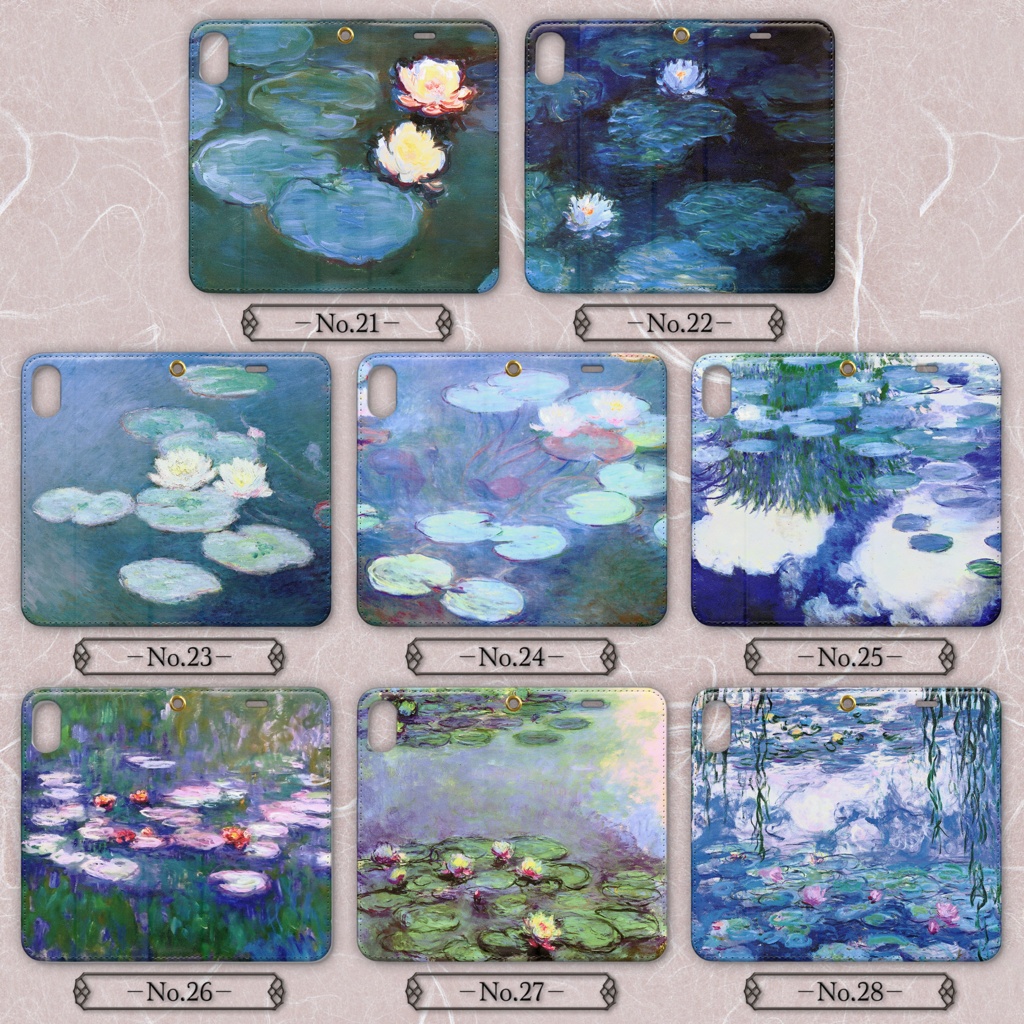 【全45種類】クロード・モネ『睡蓮』手帳型iPhoneケース