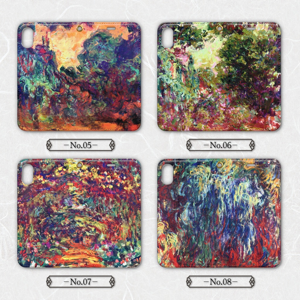 【全25種類】クロード・モネ|手帳型iPhoneケース(ベルト無し)