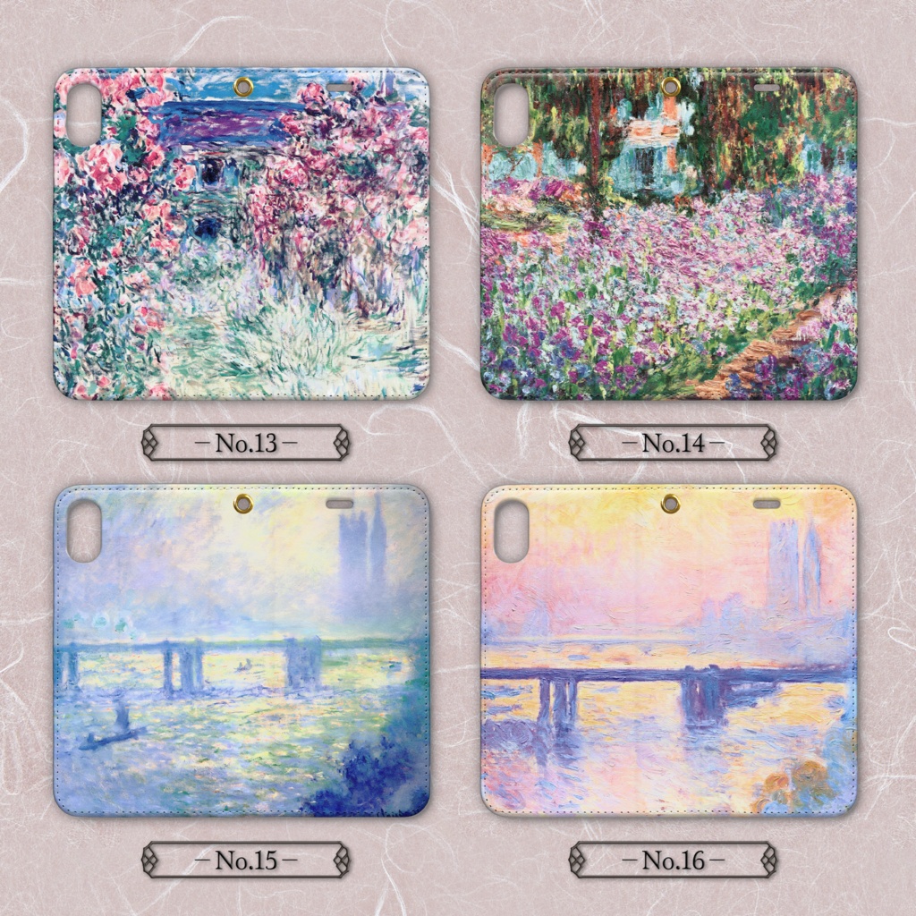 【全25種類】クロード・モネ|手帳型iPhoneケース(ベルト無し)