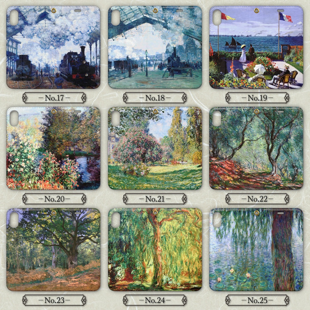 【全25種類】クロード・モネ|手帳型iPhoneケース(ベルト無し)