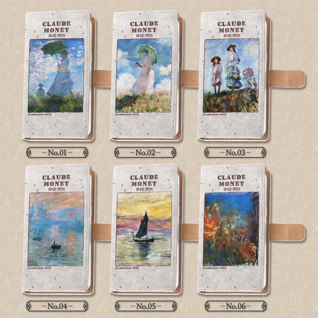 【全35種類】クロード・モネ|手帳型iPhoneケース(ベルト有り)