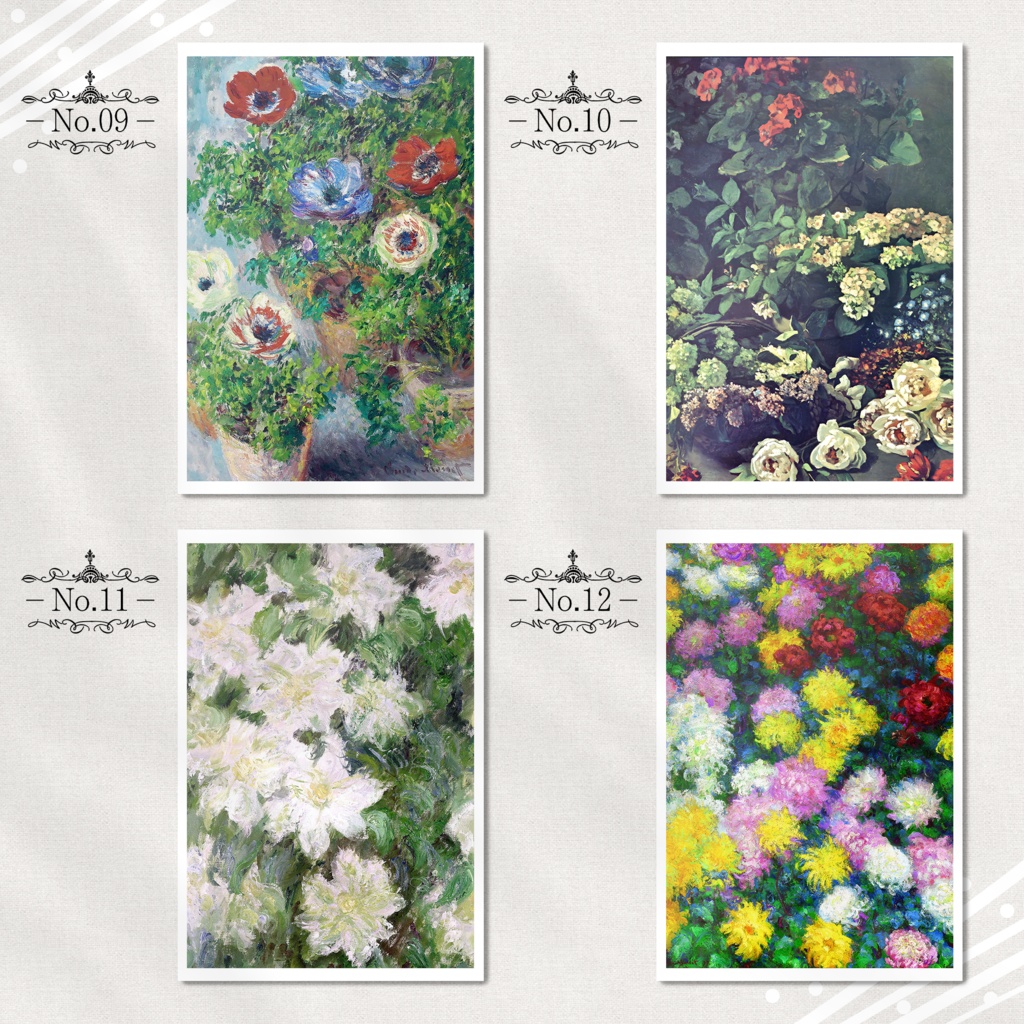 モネ『ポストカード|花/植物画』(16枚セット)