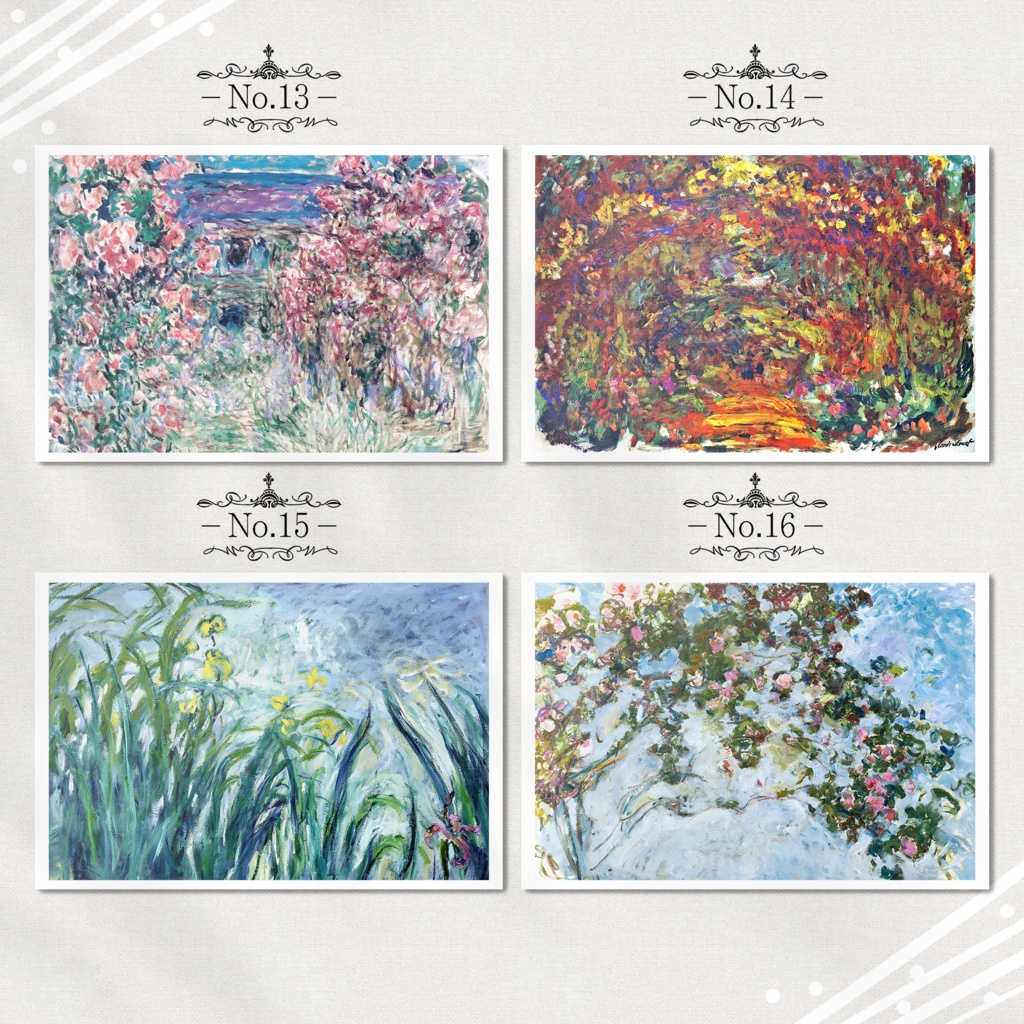 モネ『ポストカード|花/植物画』(16枚セット)