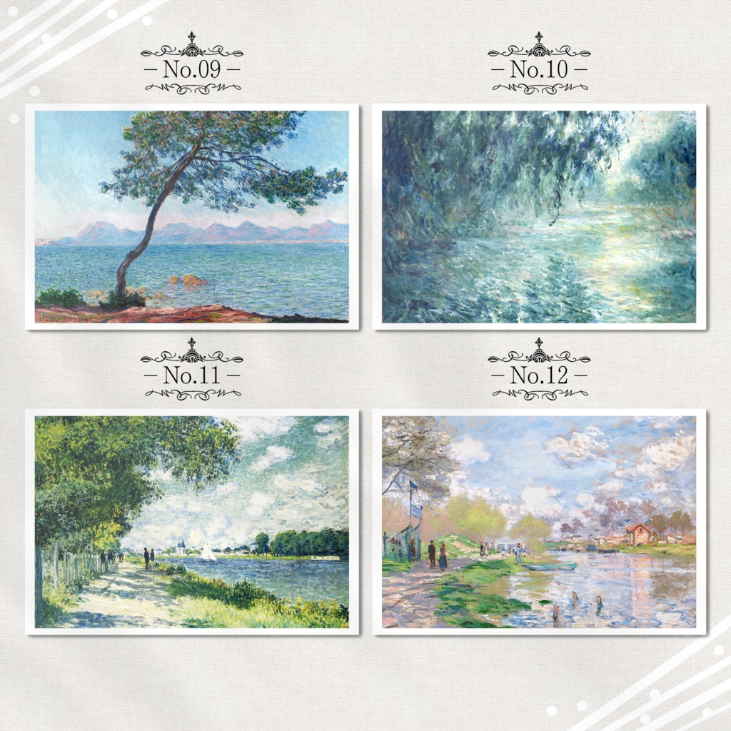 モネ『ポストカード|海/川/船.1』(16枚セット)