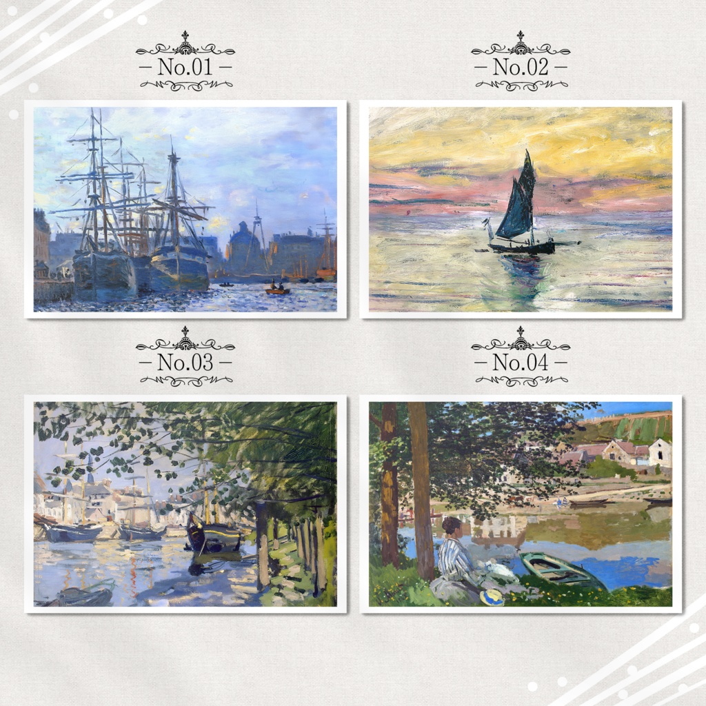 モネ『ポストカード|海/川/船.2』(16枚セット)