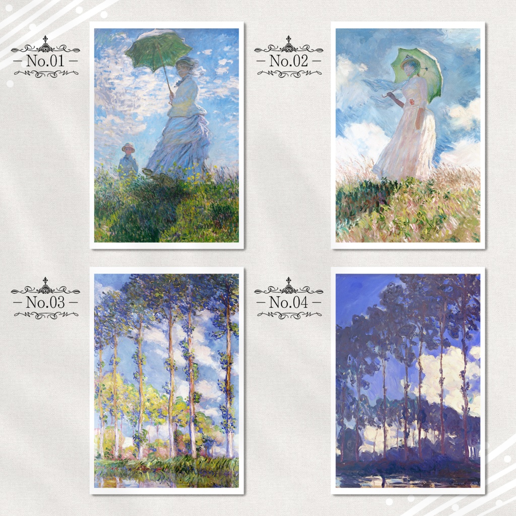 モネ『ポストカード|有名絵画』(24枚セット)