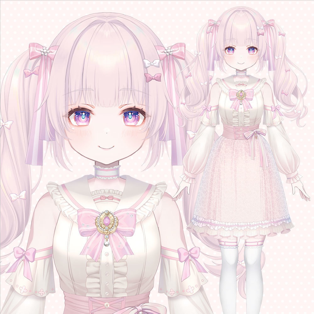 Vtuber Live2D【汎用モデル/量販モデル】ピンクツインテール少女