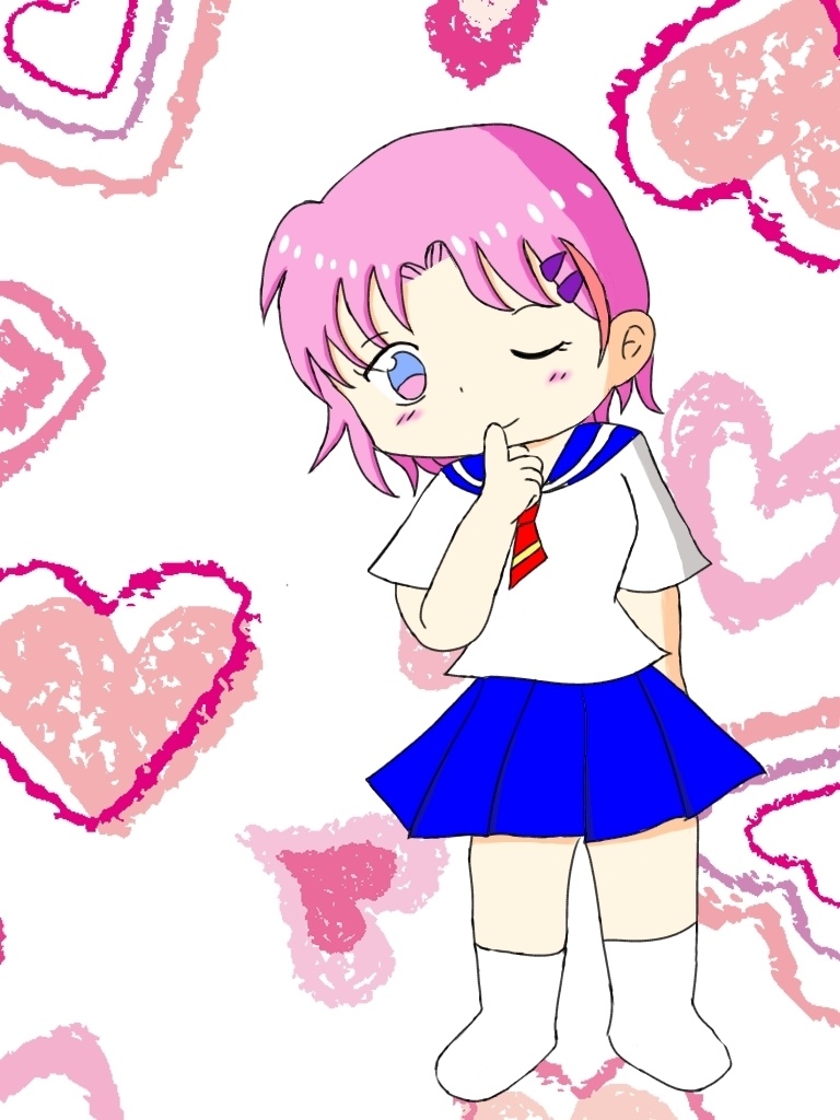 ハート溢れるセーラー服女子