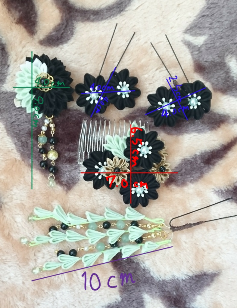 【膝丸モデル】つまみ細工ヘアアクセサリー