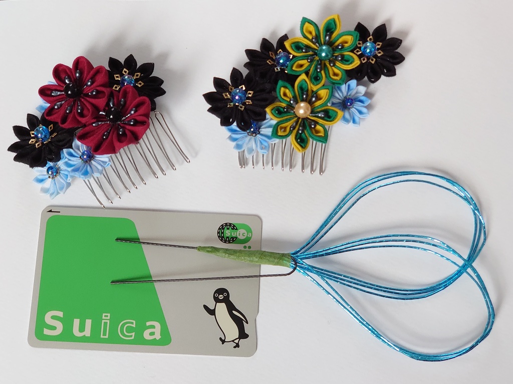 【水柱】つまみ細工 コームセット