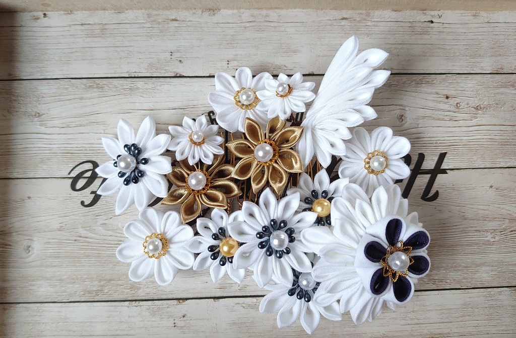 【鶴丸モデル】つまみ細工 コームセット