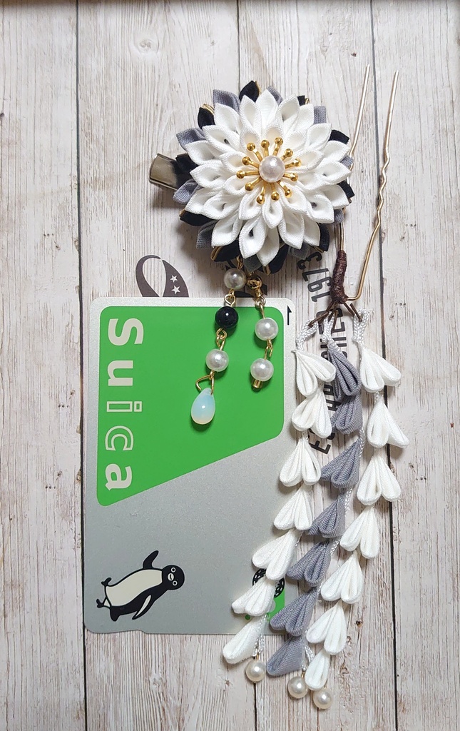 【鶴丸】つまみ細工ヘアアクセサリー