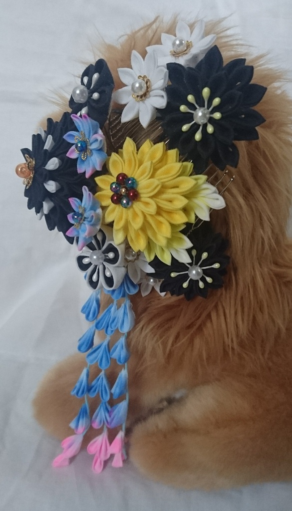 【極鳴狐】つまみ細工コーム