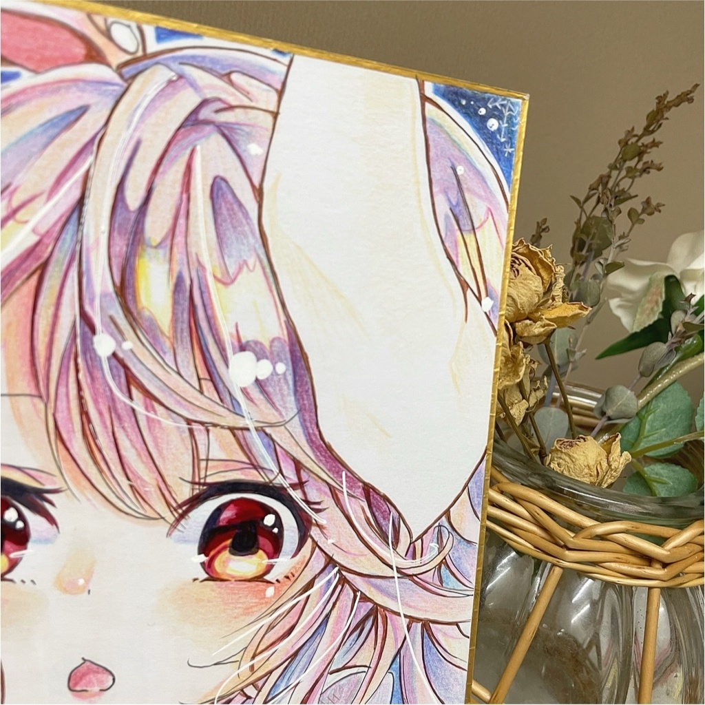 色紙 うどんげ サンタ クリスマス 手描きイラスト 同人 直筆 原画 鈴仙・優曇華院・イナバ