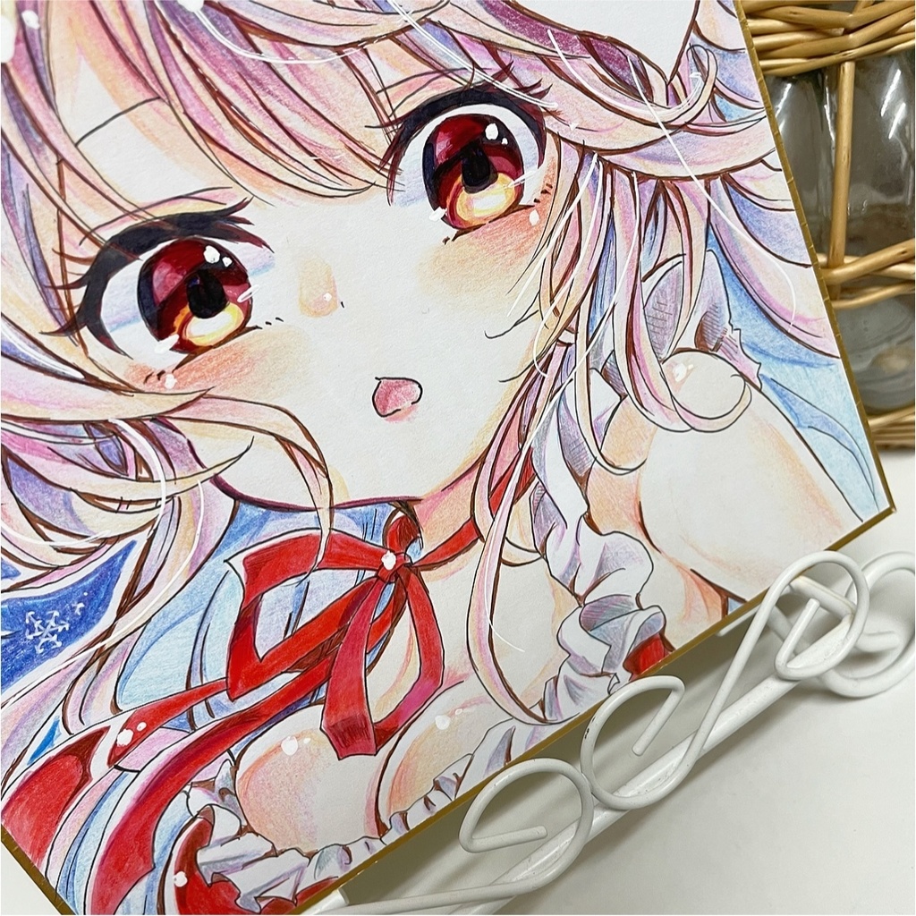 色紙 うどんげ サンタ クリスマス 手描きイラスト 同人 直筆 原画 鈴仙・優曇華院・イナバ