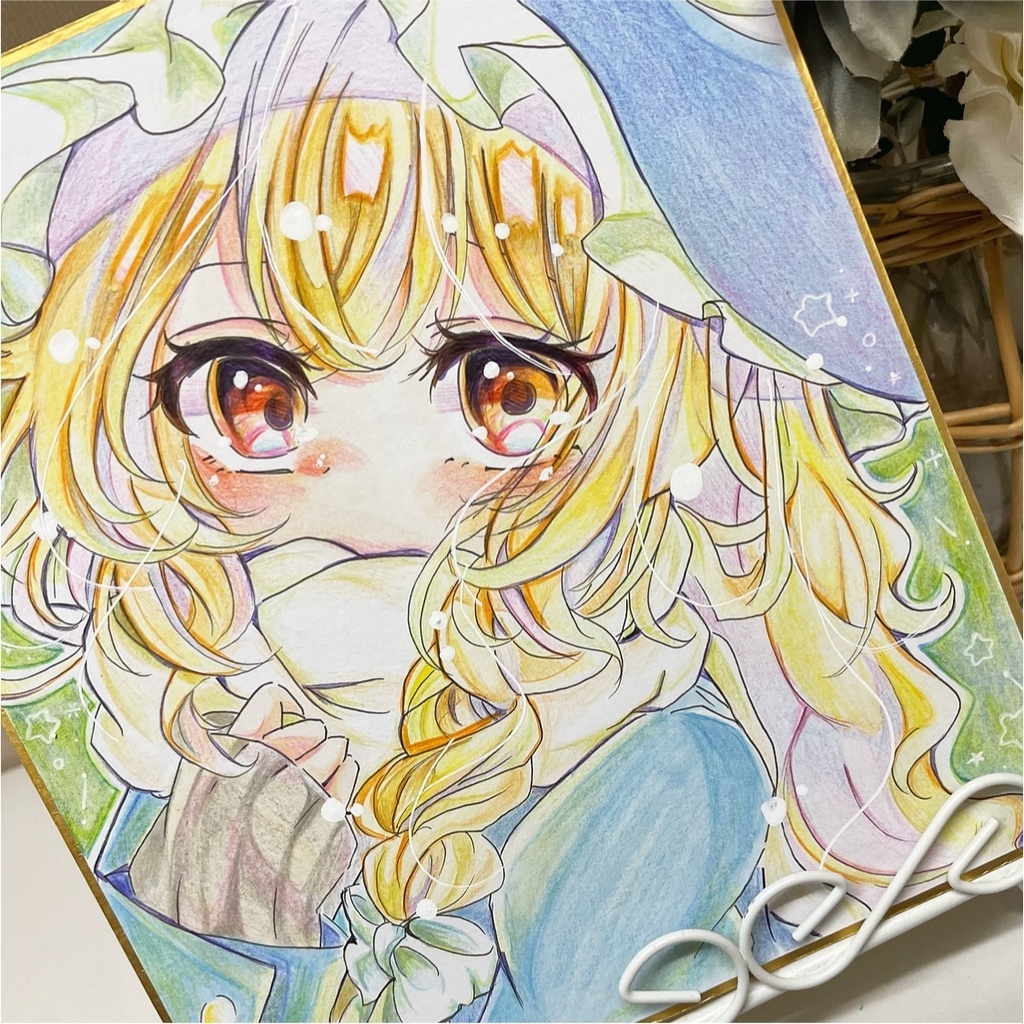 魔理沙 イラスト 色紙 手描きイラスト 霧雨魔理沙