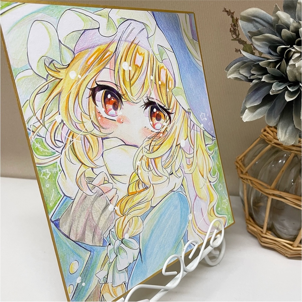 魔理沙 イラスト 色紙 手描きイラスト 霧雨魔理沙