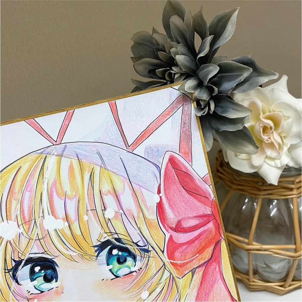 リリーホワイト イラスト 手描きイラスト 色紙