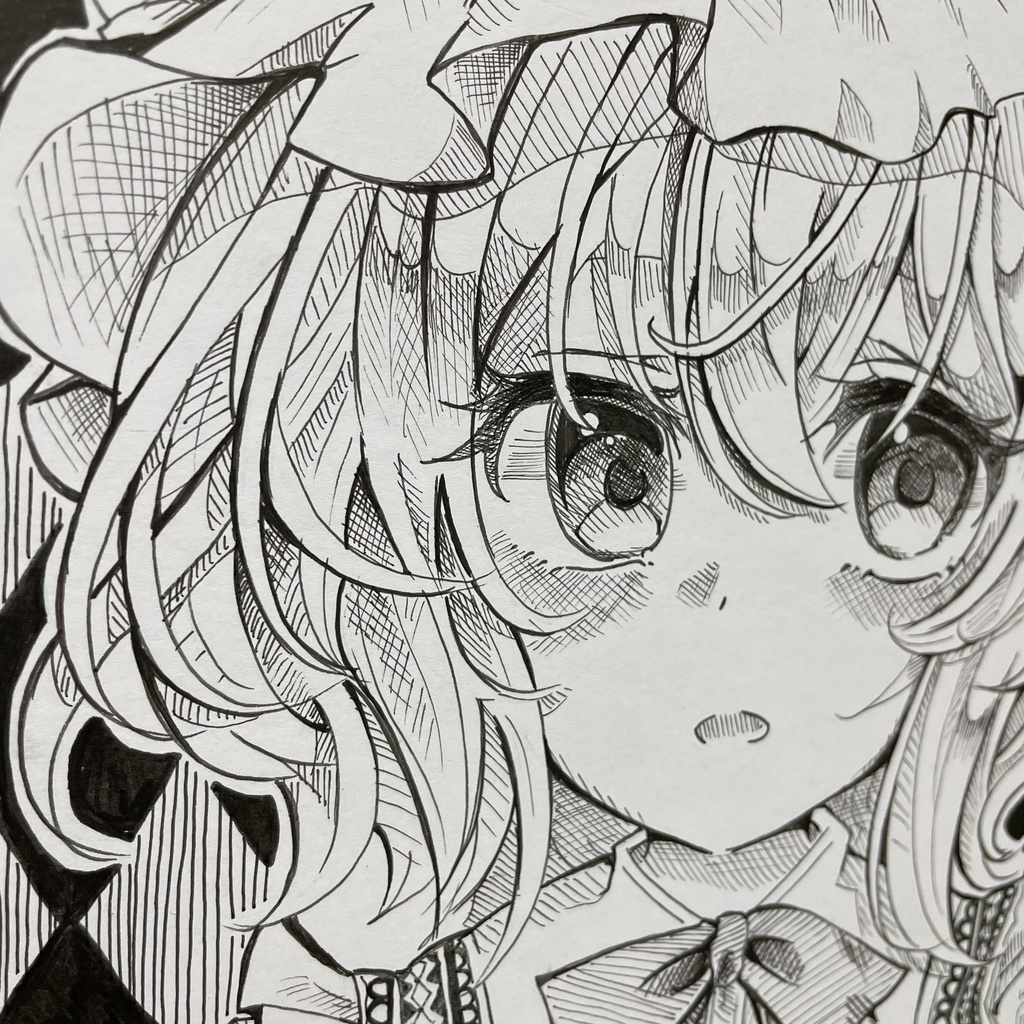 フランドール イラスト モノクロ 白黒 色紙 フランドール・スカーレット フラン 東方