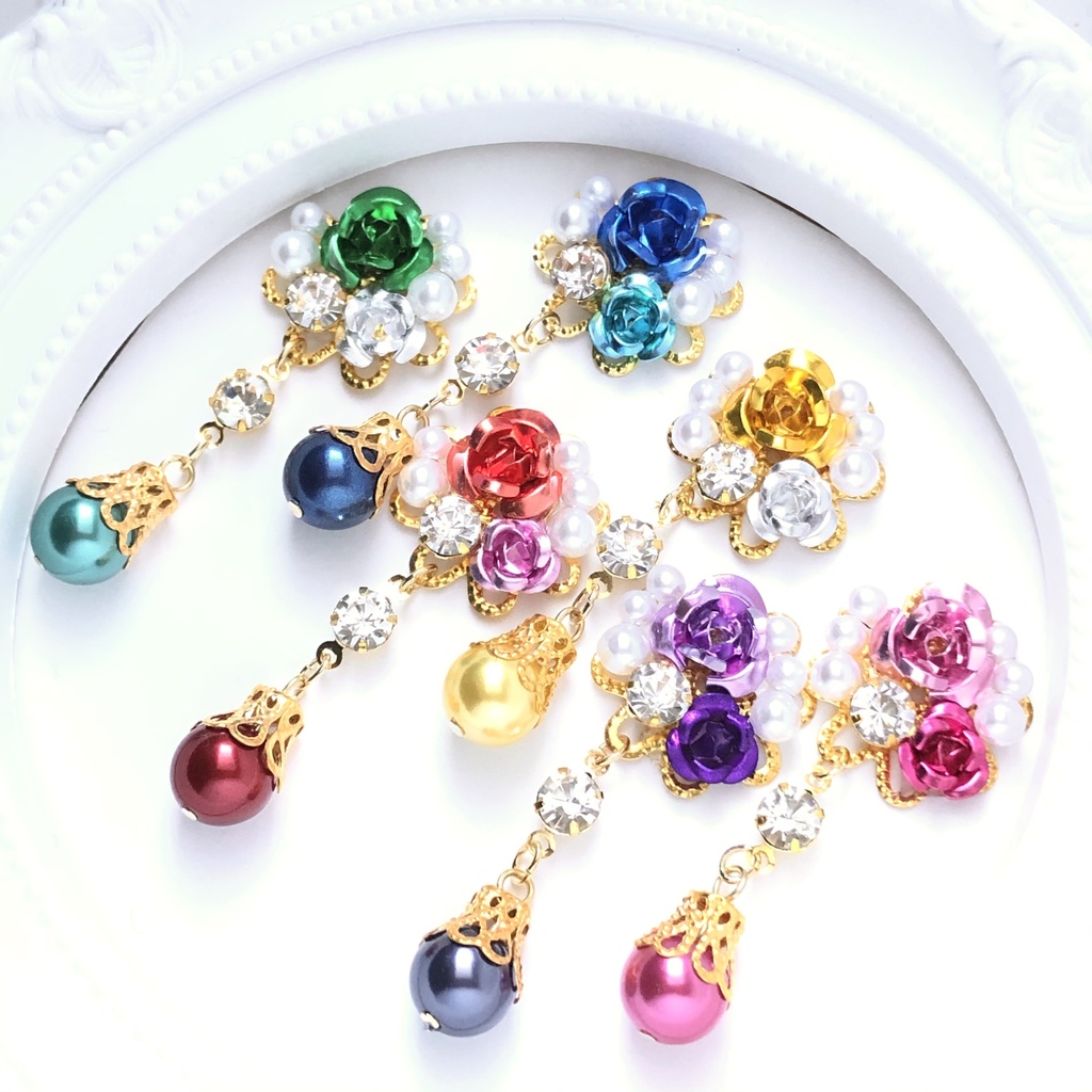 真珠と青の箱庭ピアス