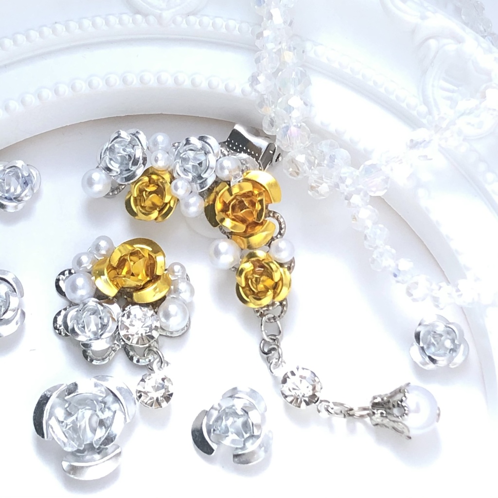 恋い焦がれた薔薇の黄色イヤーカフイヤリング