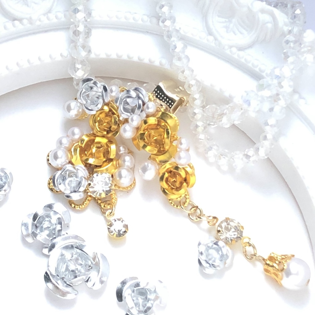 恋い焦がれた薔薇の黄色イヤーカフイヤリング