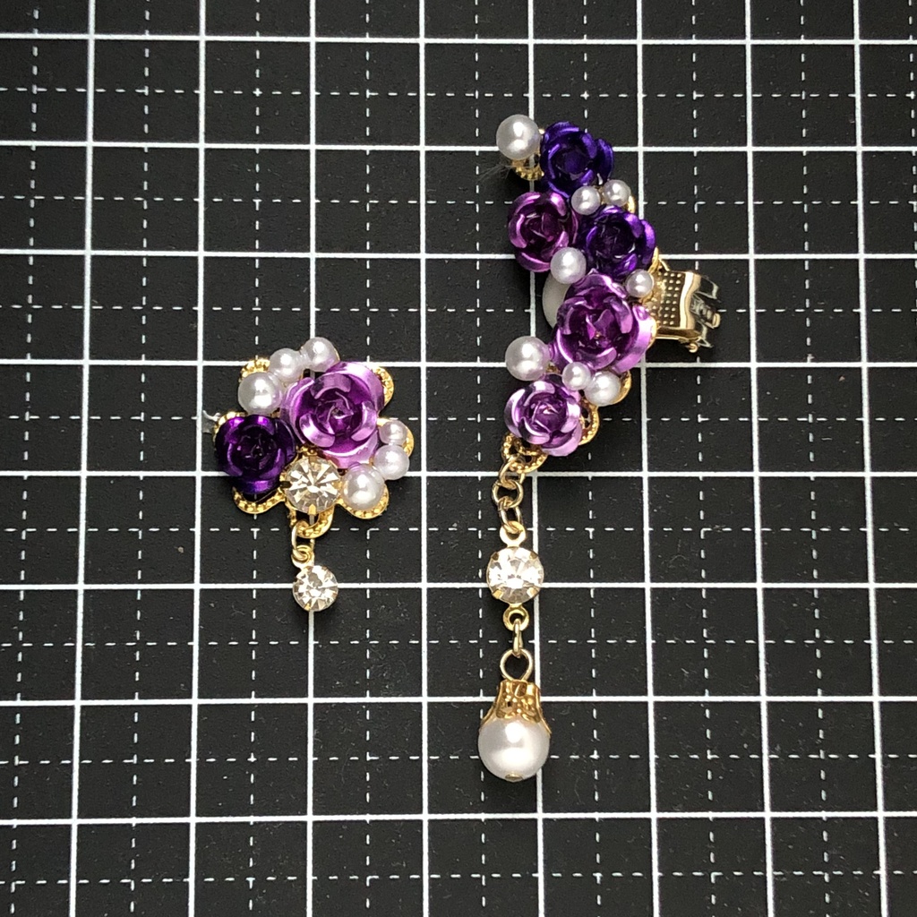 恋い焦がれた薔薇の紫イヤーカフイヤリング