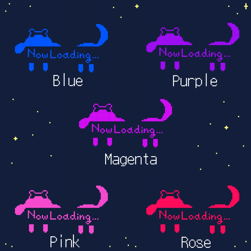【配信素材】ローディング素材 イヌver 12色セット/無料版あり(白&黒)【ドット絵】