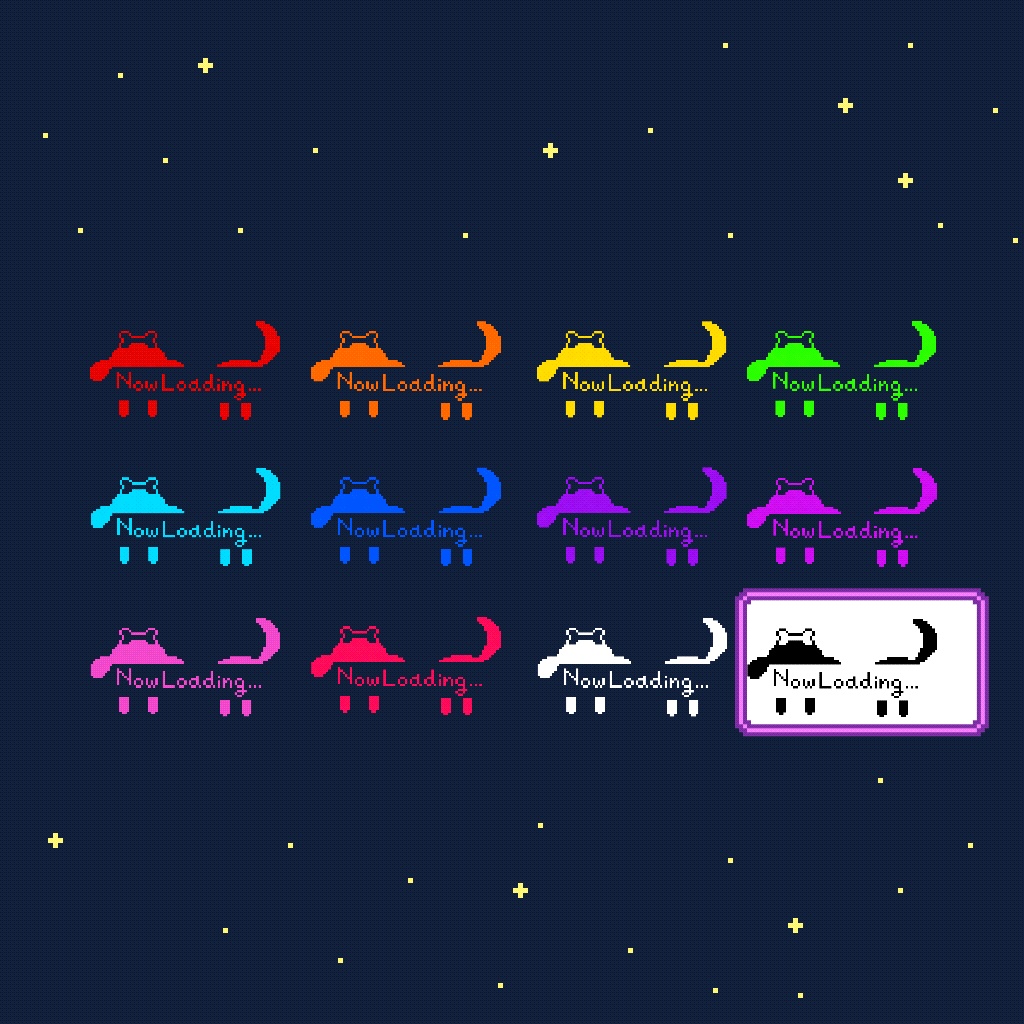 【配信素材】ローディング素材 イヌver 12色セット/無料版あり(白&黒)【ドット絵】