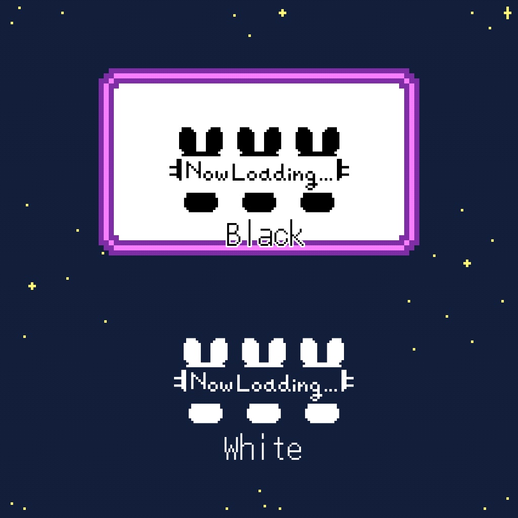 【配信素材】ローディング素材 ウサギver 12色セット/無料版あり(白&黒)【ドット絵】