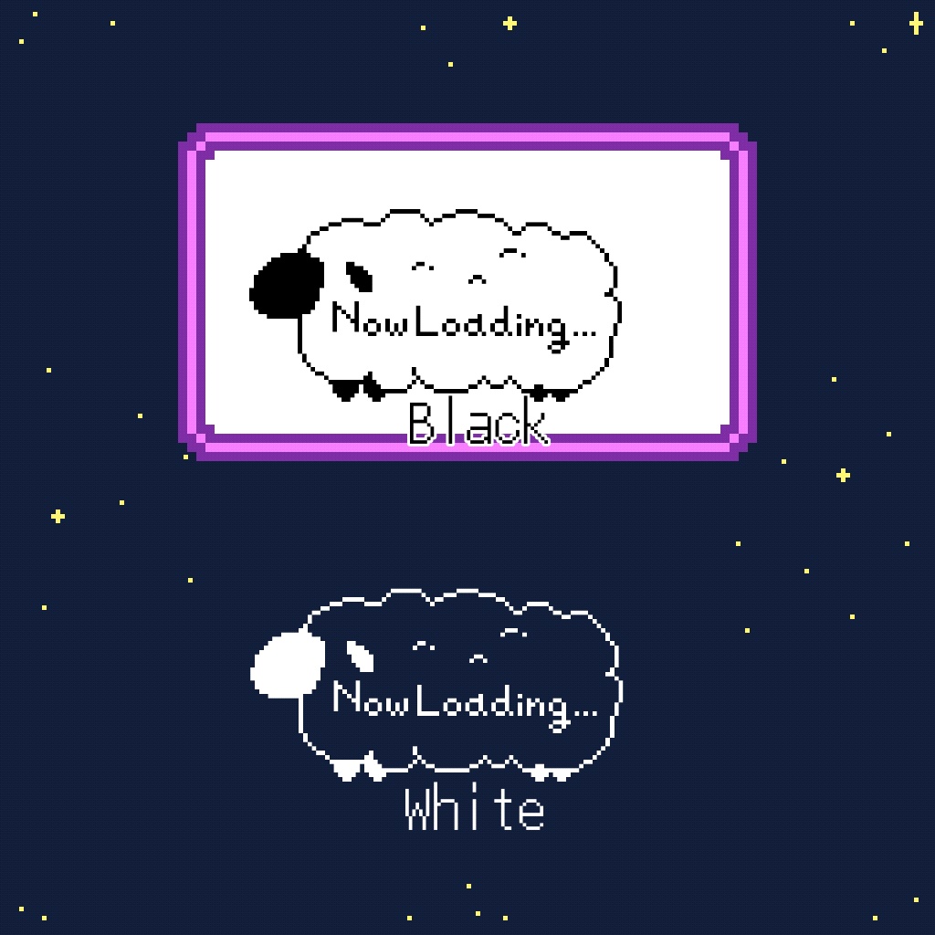 【配信素材】ローディング素材 ヒツジver 12色セット/無料版あり(白&黒)【ドット絵】