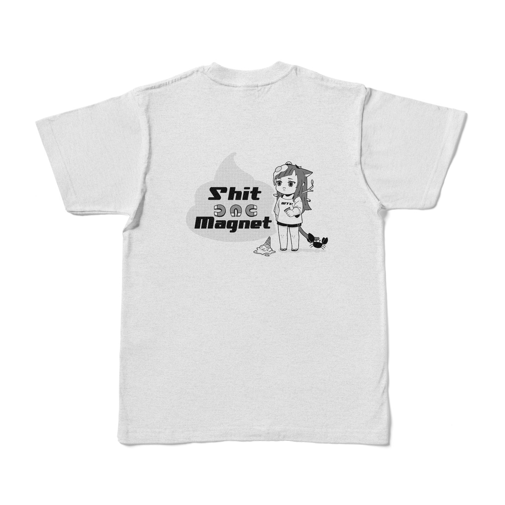 【猫耳オリジナルキャラ】Shit Magnet カラーTシャツ【アッシュ×ブラック】