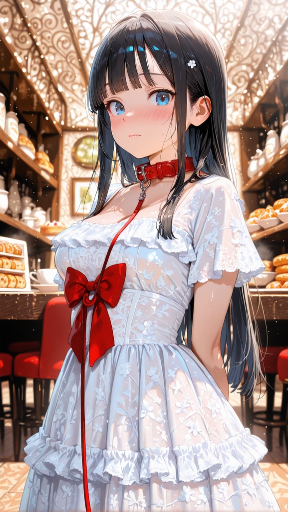 ちさきさんモデル　首輪付きのウェディングドレス姿