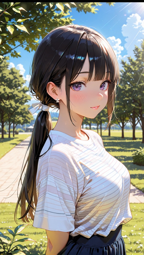 あいこさんキャラ　初夏の公園を散策してる姿です　50枚セット