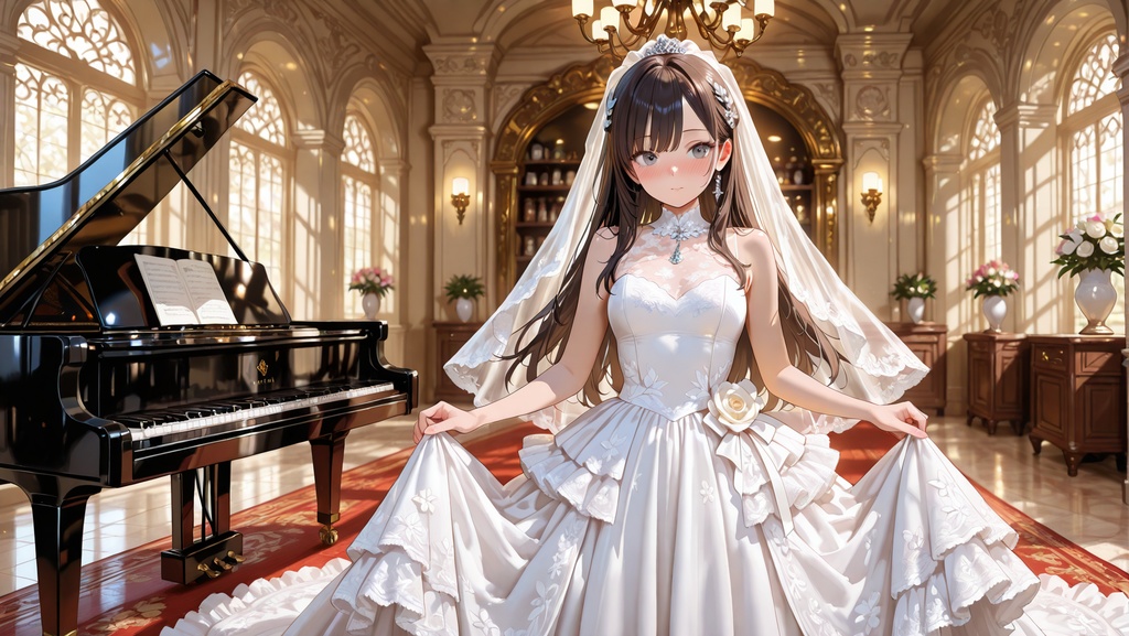 りなさんキャラ　フリルモリモリのウェディングドレス　57枚セット