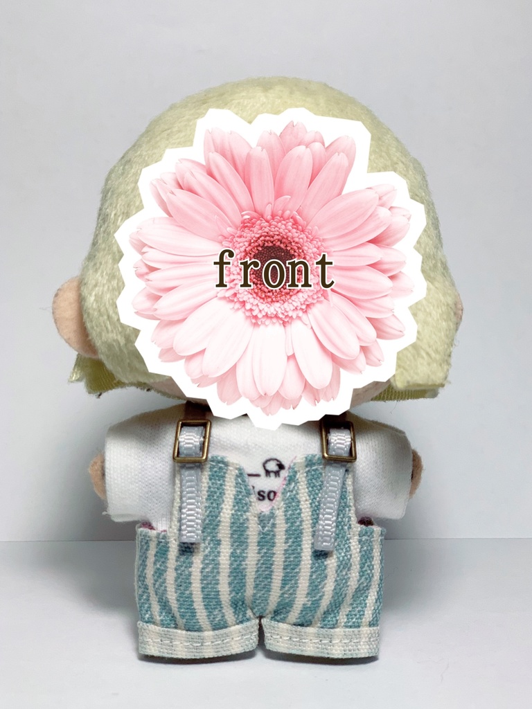 【10cmぬいサイズ】サロペットセット(ヒッコリー×サックス)