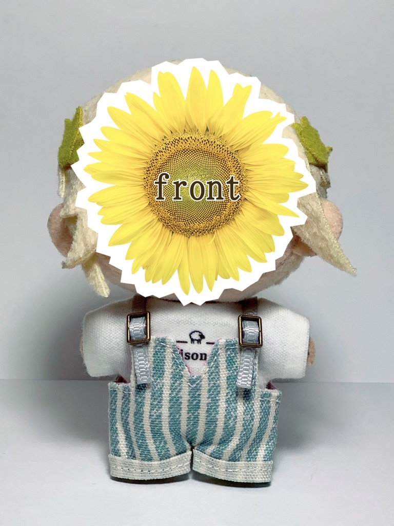 【10cmぬいサイズ】サロペットセット(ヒッコリー×サックス)