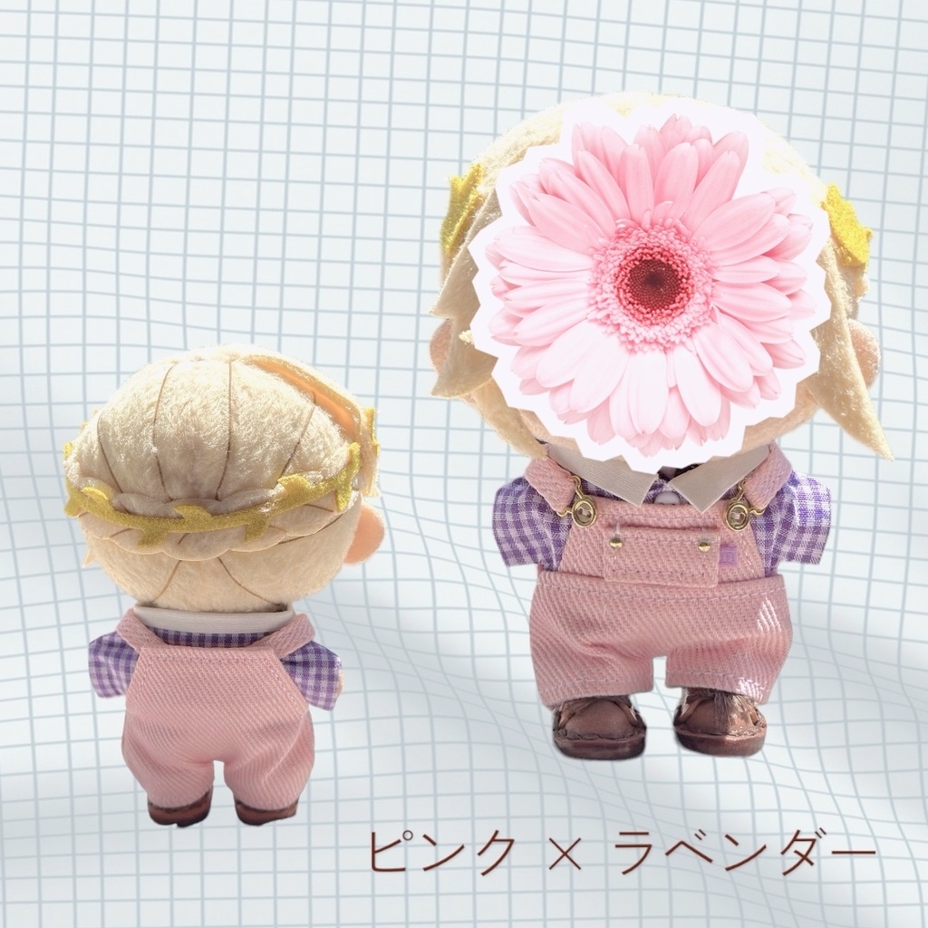 【10cmぬいサイズ】カラーサロペットとブラウスのセット