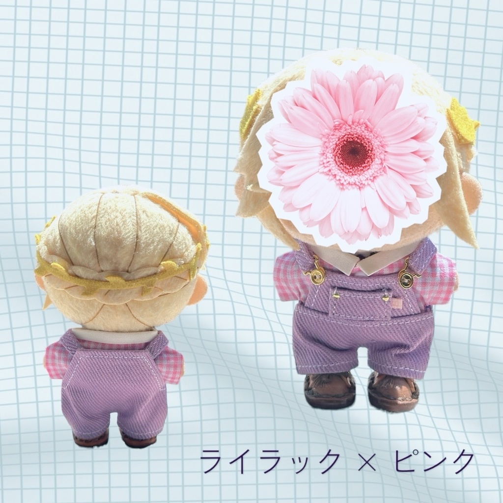 【10cmぬいサイズ】カラーサロペットとブラウスのセット