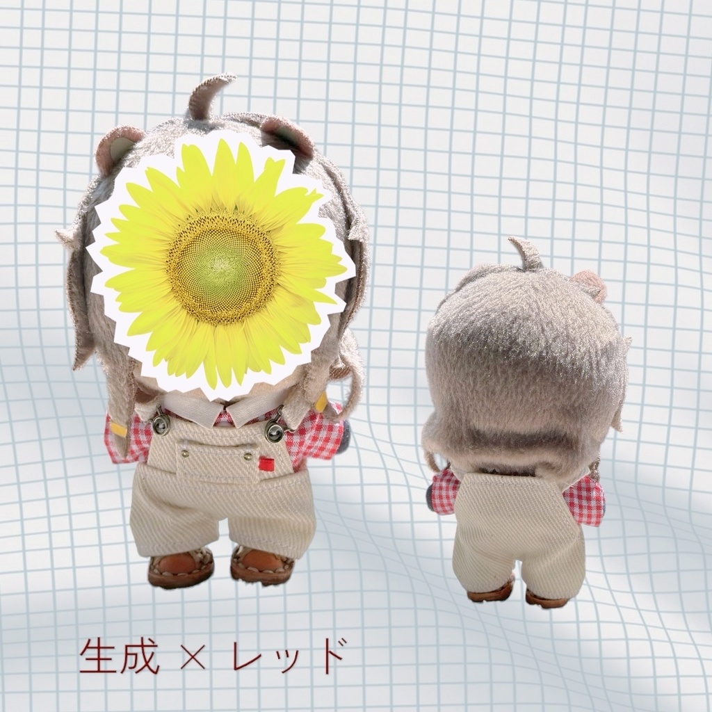 【10cmぬいサイズ】カラーサロペットとブラウスのセット