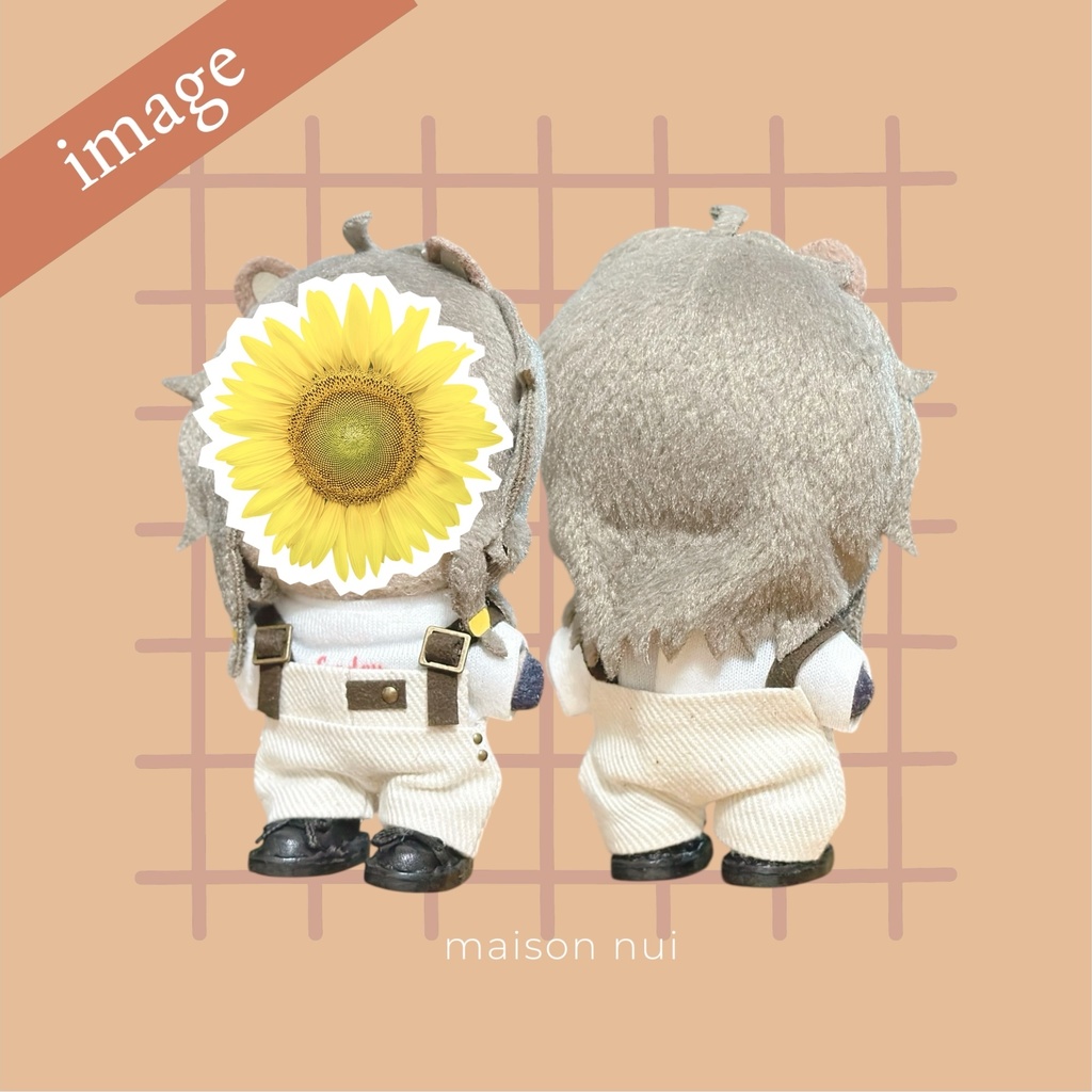 【10cmぬいサイズ】フロントベルトサロペットとTシャツのセット