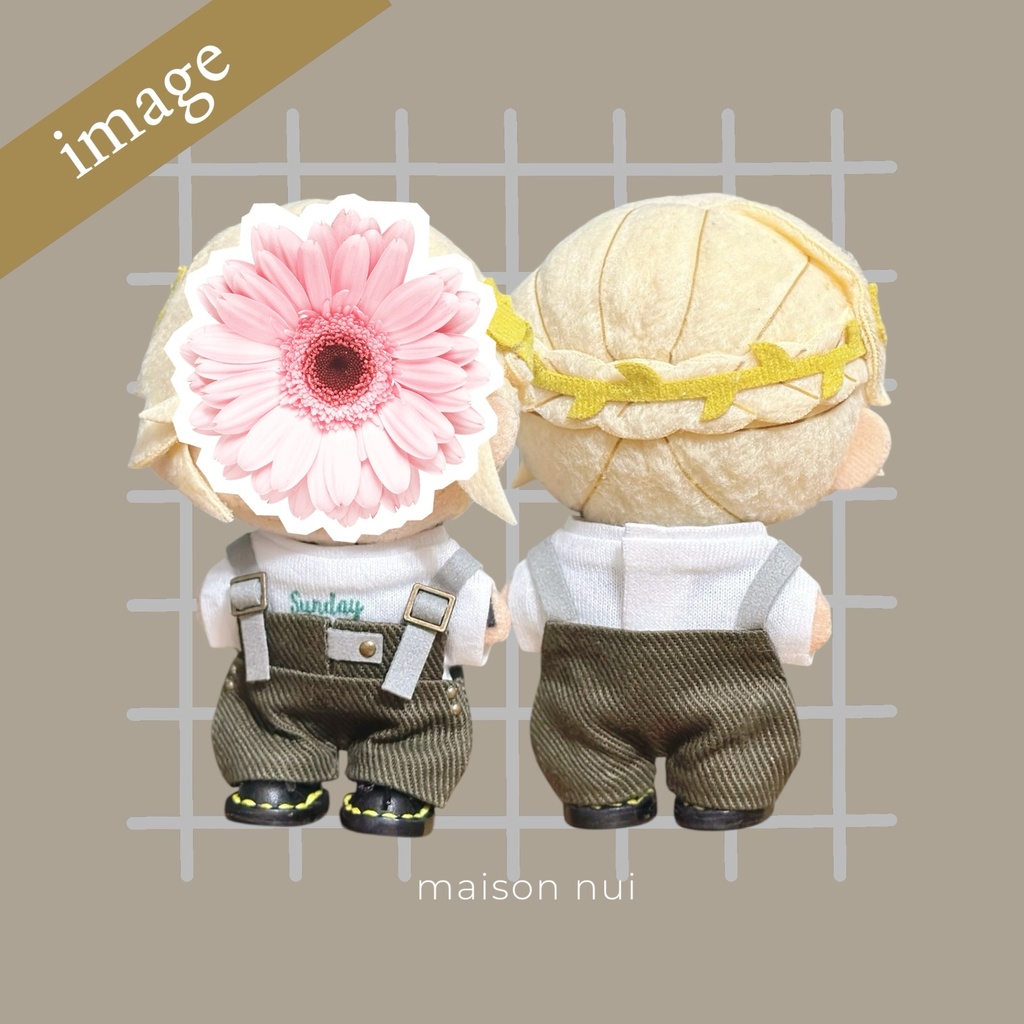 【10cmぬいサイズ】フロントベルトサロペットとTシャツのセット